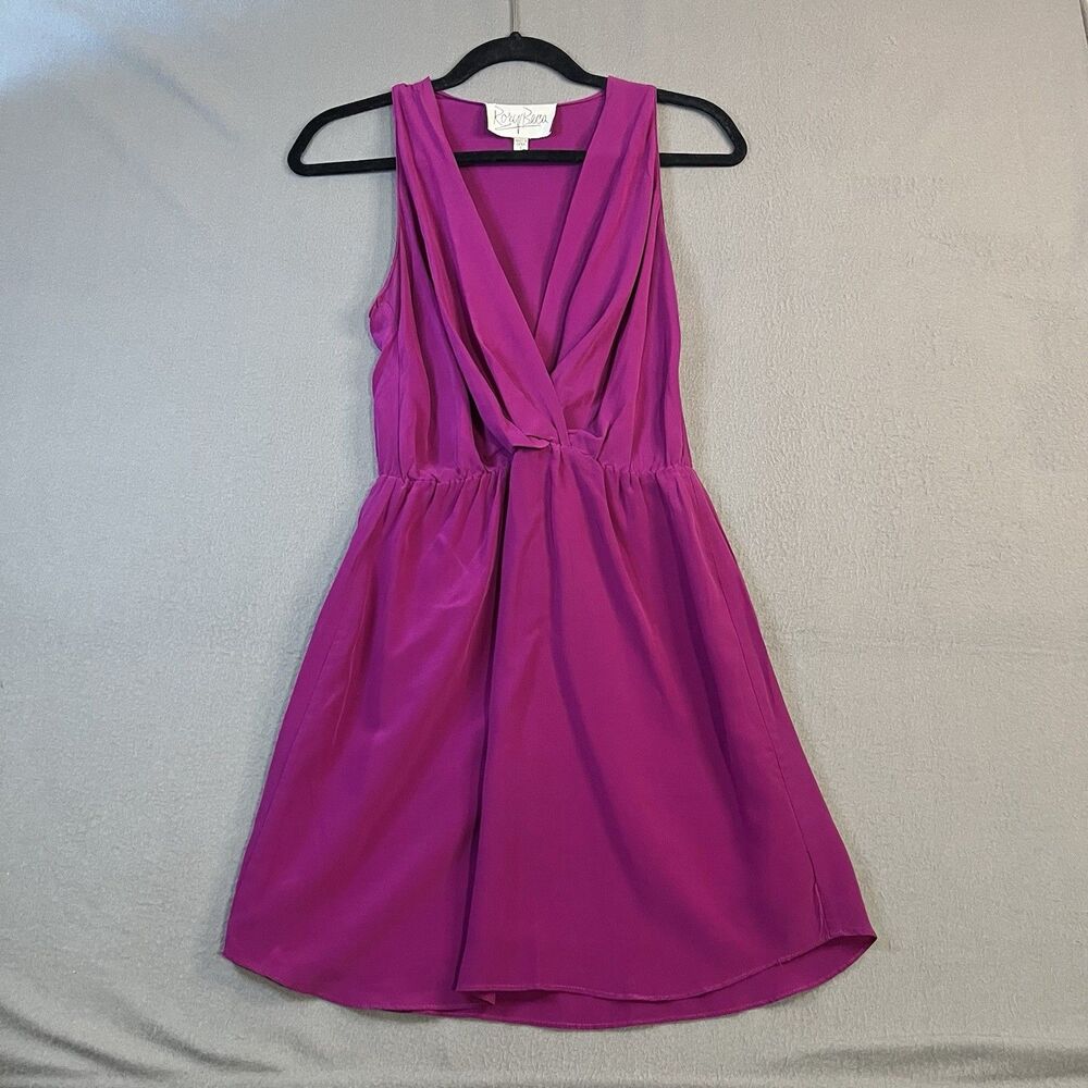 RORY BECA Pink Silk V-Neck Lightweight Sleeveless Mini Dress Womens Size S